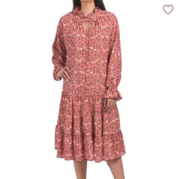 New! OPT Anthropologie Floral Long Sleeve Prairie Dress - Picture 1 of 7